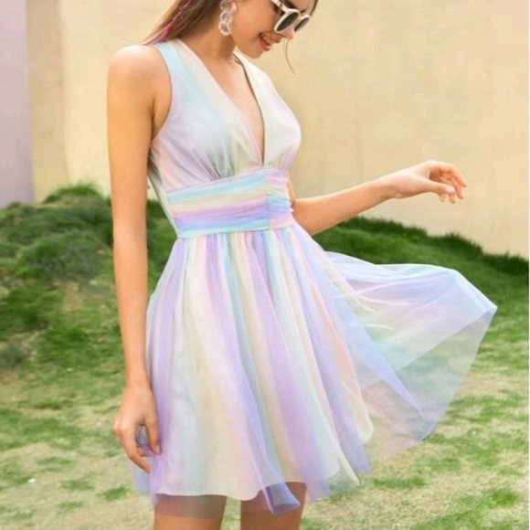 3/$75 MULTICOLOR  FIT AND FLARE TIE DYE DRESS - Picture 9 of 9